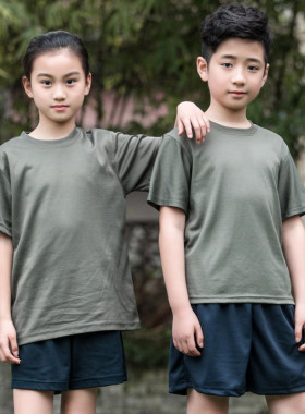 夏季儿童体能短袖训练服套装男女 军训服夏令营运动速干T恤短袖裤