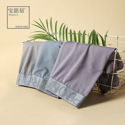 宝路易男士净色平脚裤男生透气底裤夏舒适男内裤四角裤短裤男舒适