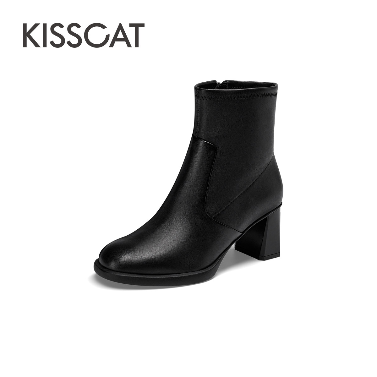 KISSCAT接吻猫【舒心合集】法式复古高级短靴真皮粗跟通勤靴子