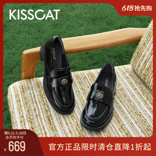 KISSCAT接吻猫老钱风乐福鞋女