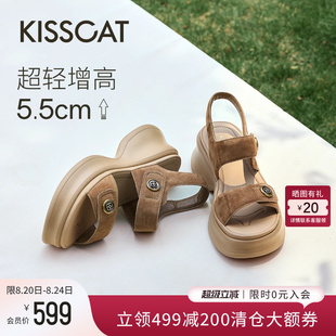 厚底沙滩凉拖25夏新增高魔术贴运动凉鞋 KISS 钱币 CAT 女 接吻猫