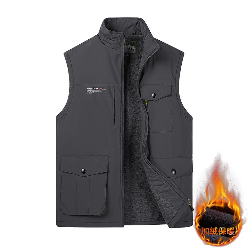 多口袋运动马甲男秋冬季加绒工装