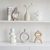 北欧现代几何艺术创意工艺品奶油侘寂风摆件高级感家居花瓶摆设