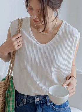 六0719韩国正品69052 背心区人气浪漫秋季简约通勤百搭纯色优雅