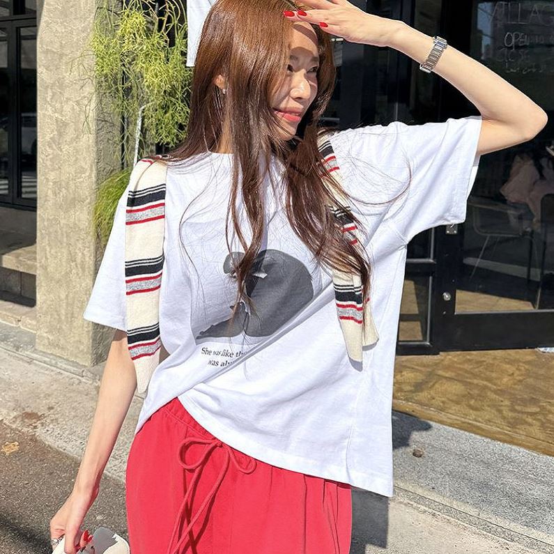 六0923韩国正品on--n-a-6264 T恤区街舞夏款清新新款洋气直邮时装