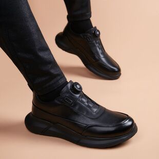 旋转纽扣运动男皮鞋 皮鞋 支持密文下单 厚底百搭男士 头层牛皮旅游鞋