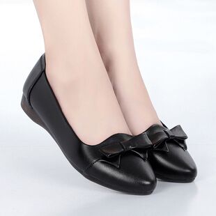 粗跟单鞋女春款百搭春季单鞋女中跟孕妇鞋妈妈黑色工作鞋女鞋