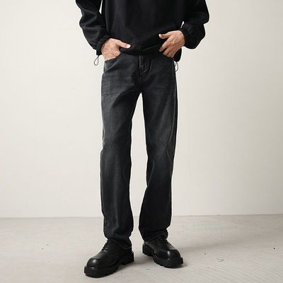 CONVERGES黑色直筒牛仔裤男秋冬