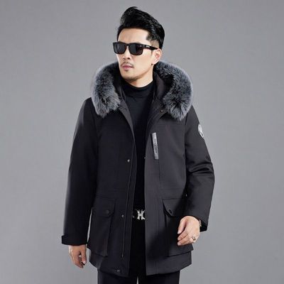 2025冬季新款派克服男狐狸毛领兔