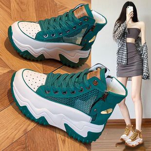 小个子厚底增高老爹鞋女夏季新款网面镂空休闲运动女