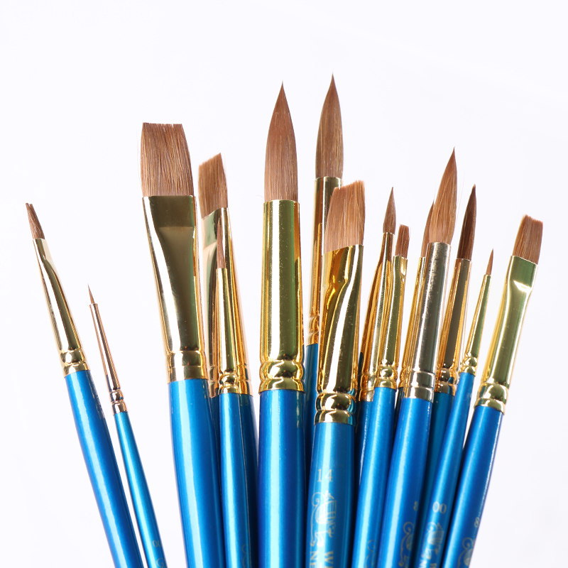 温莎牛顿貂毛水彩笔高级画家专用水彩水粉画笔套装平头短杆丙烯画笔