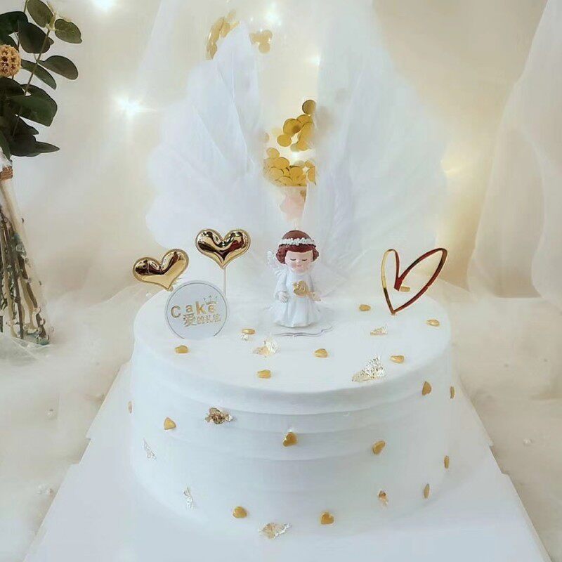 儿童生日蛋糕装饰摆件天使娃娃翅节日装扮用品