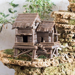 吸水石盆景假山小房子房屋茅屋牌楼装饰上水石微景观多肉摆件配件