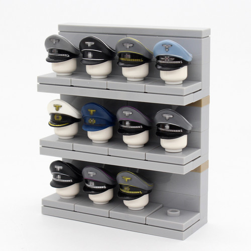 粤睿智达MOC军事士兵军官大檐帽积木人仔配件小颗粒拼插积木