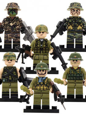 粤睿智达越战系列N701-706美军北越四面印刷积木人仔袋装