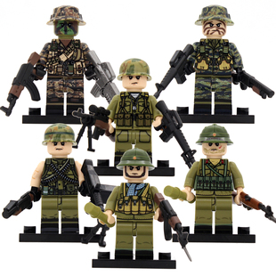 粤睿智达越战系列N701 706美军北越四面印刷积木人仔袋装