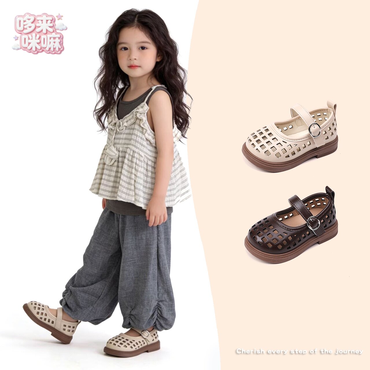 女童凉鞋包头软底夏季儿童鞋中小童女宝宝凉鞋镂空幼儿园公主凉鞋