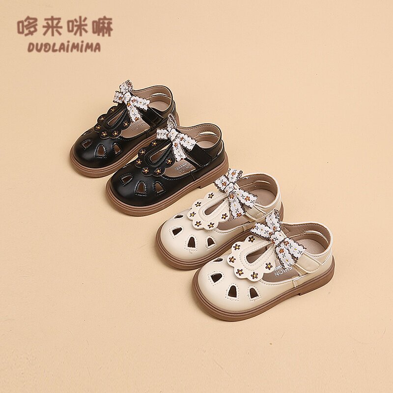 女童鞋子儿童公主包头凉鞋2025新款夏季夏款女宝田园风软底小皮鞋