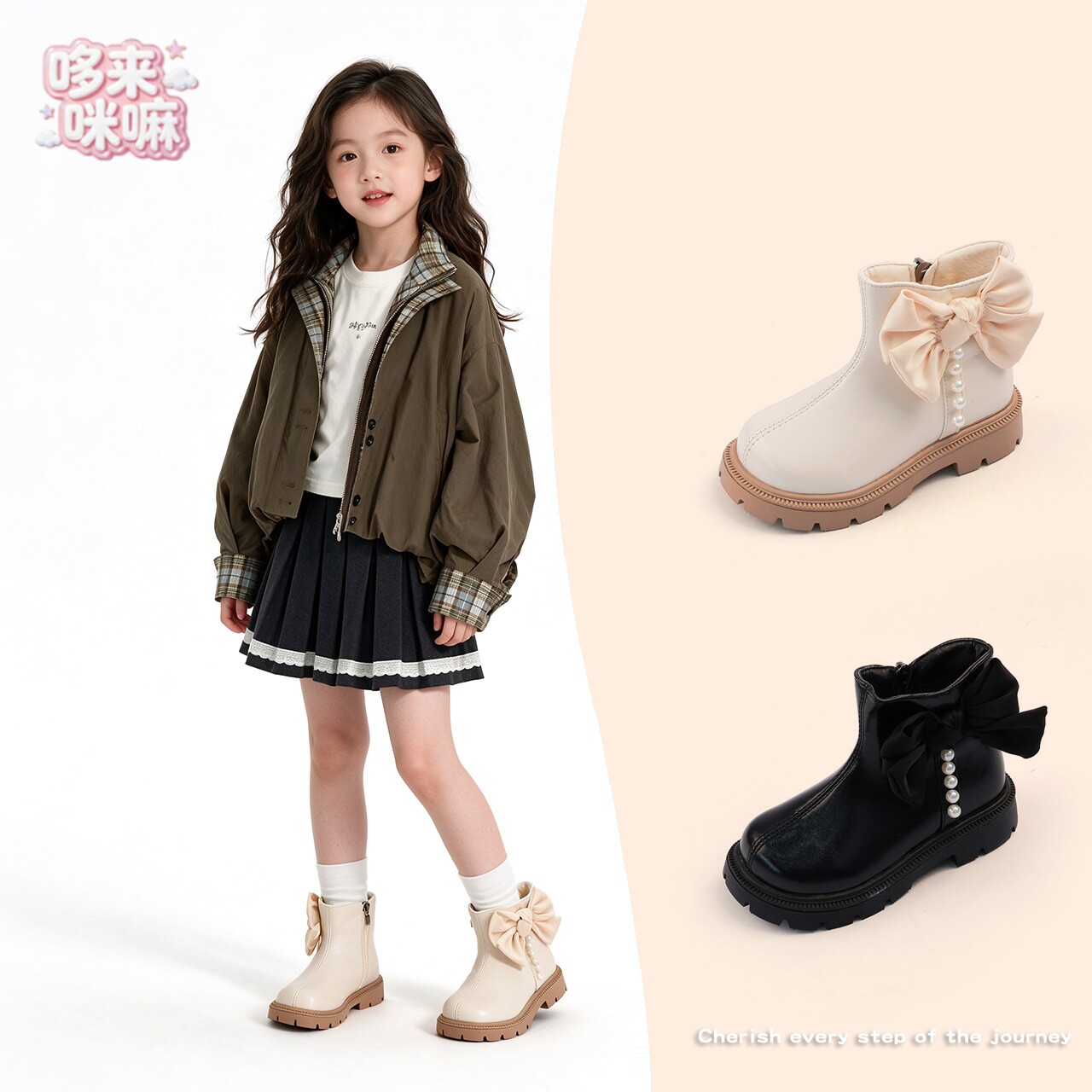女童马丁靴儿童蝴蝶结公主靴