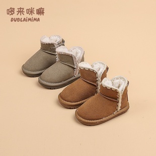 短靴靴子 休闲风外穿百搭时尚 儿童加绒保暖雪地靴2025年冬季 新款