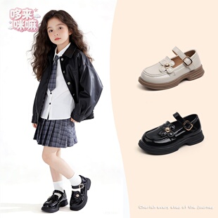 女童英伦风小皮鞋儿童软底乐福鞋2026春季新款女宝漆皮防滑公主鞋