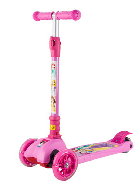 迪士尼一键折叠系列滑板车米妮女孩滑板车9-6-9-12岁粉红色