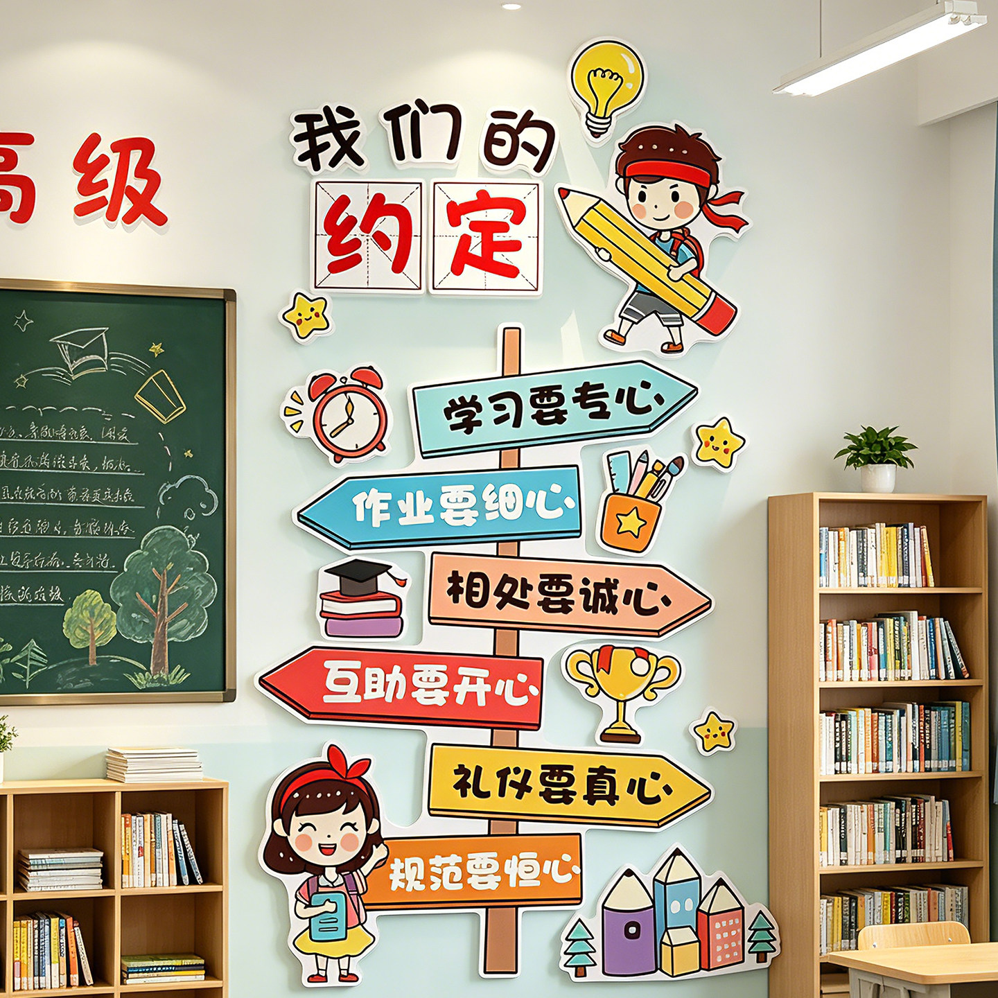 班级公约立体自粘文化墙贴