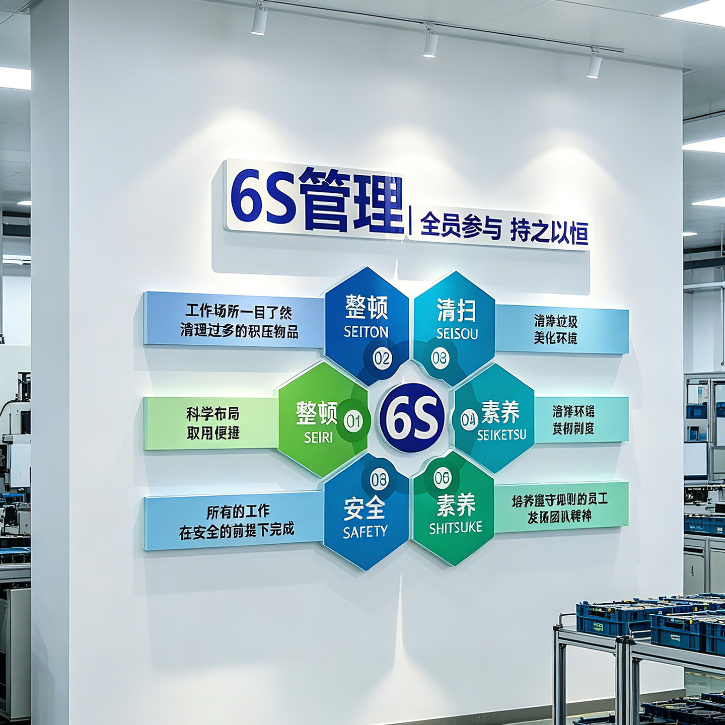 工厂车间6S文化墙贴3D立体