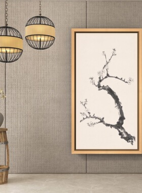 天朝优物 手绘白梅临摹写意装饰画客厅书房挂画中国风水墨画定制