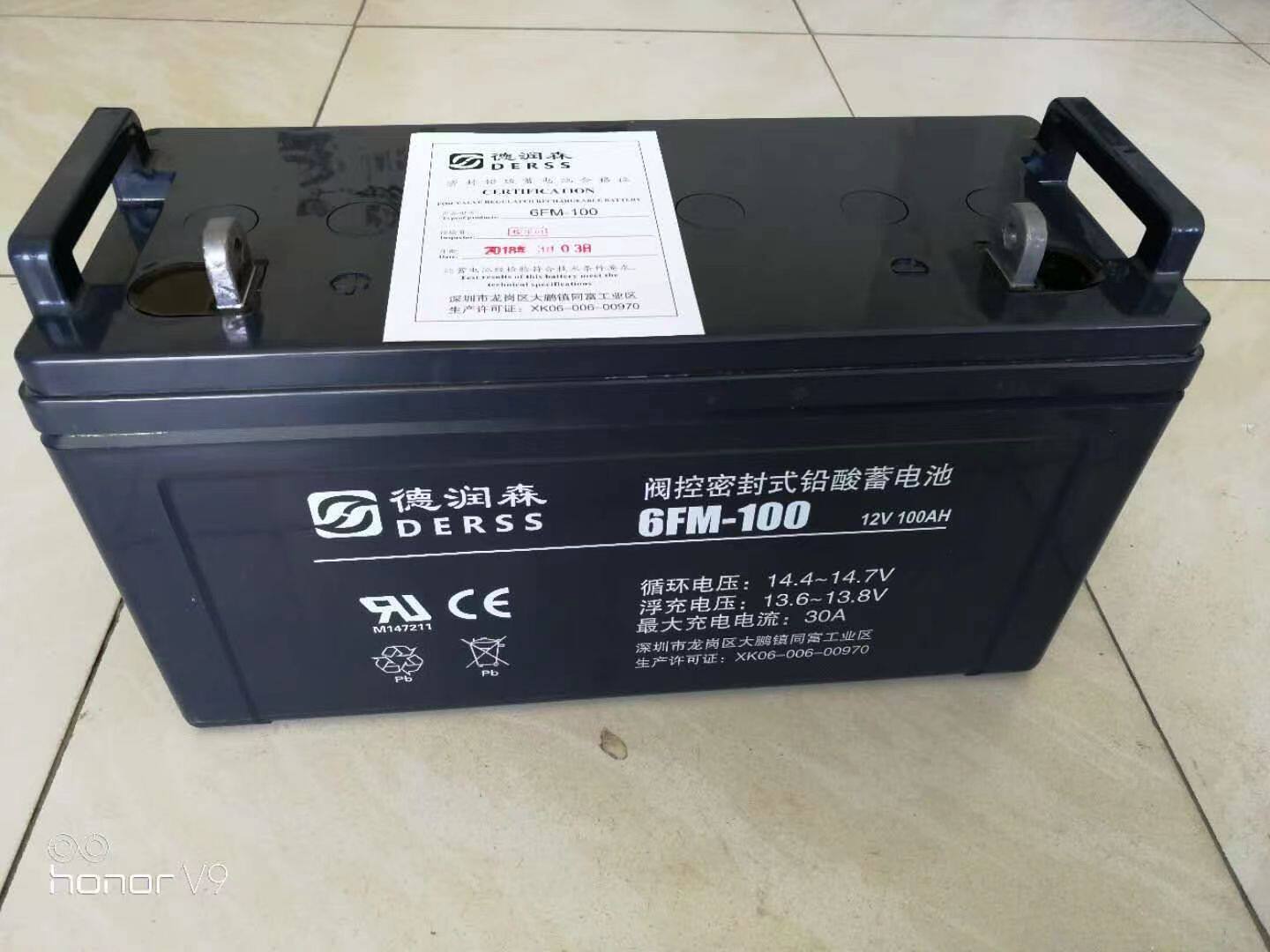 德润森6-FM-100铅酸免维护12v100ah蓄电池后备电源光伏储能专用