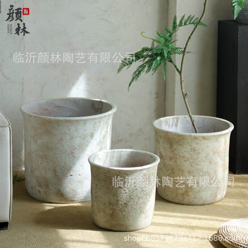 圆柱形水泥落地组合花盆室内户外庭院绿植柠檬树龙血树大型绿植盆