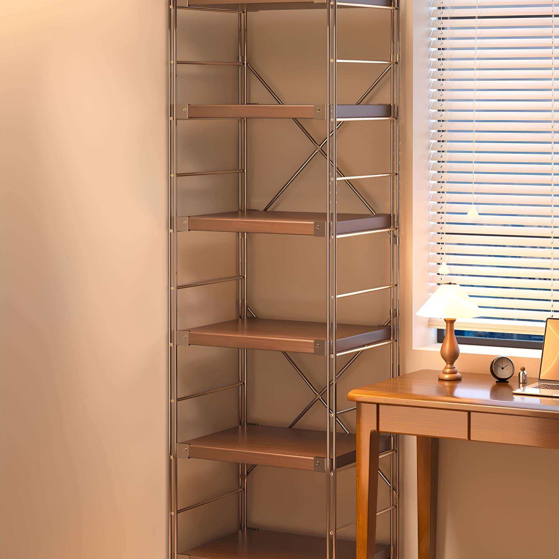 转角书架日式光轴窄缝置物架落地靠墙角展示架不占地方多层收纳架