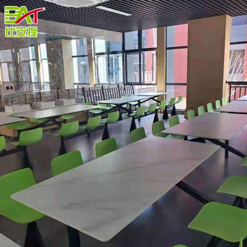 厂家批发学校员工食堂餐桌椅小吃奶茶店四人六人连体组合餐桌椅