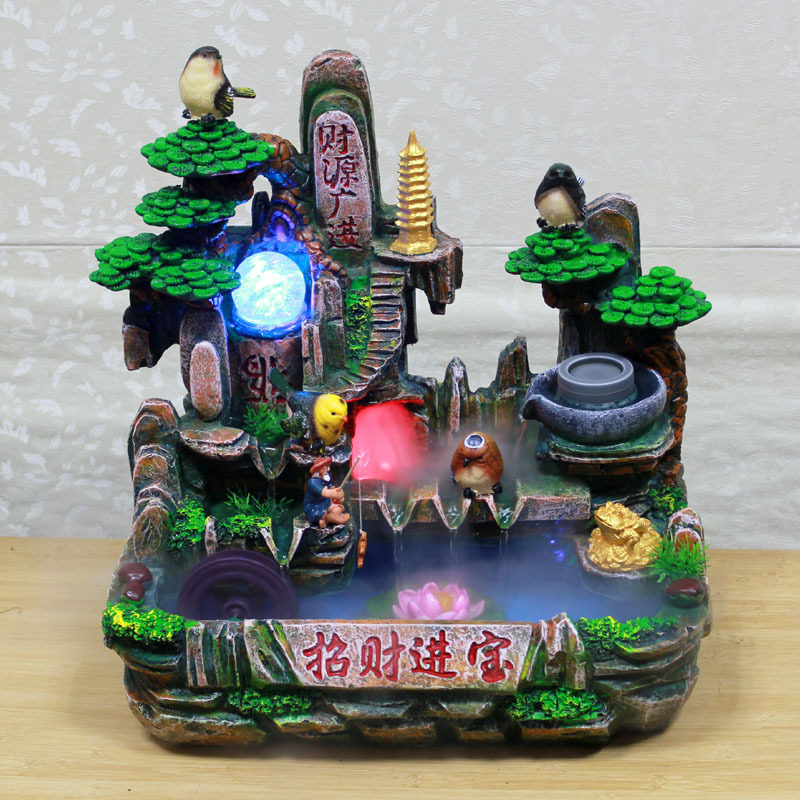 创意树脂假山大桥流水摆件
