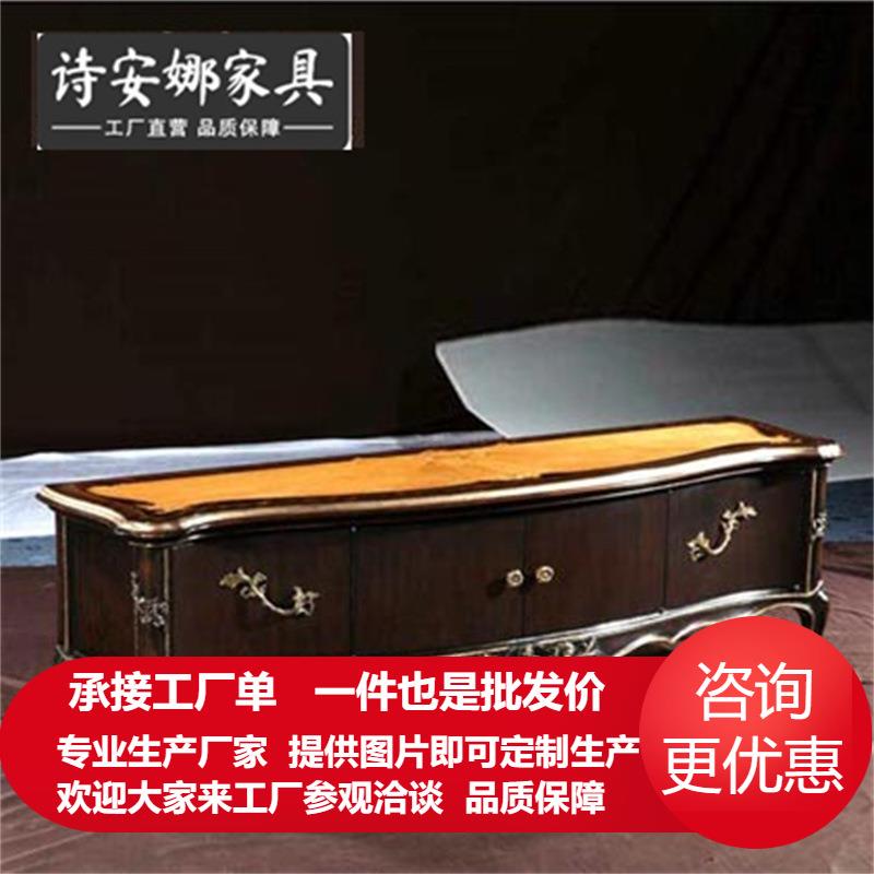 欧式电视柜奢华客厅厅柜深咖色矮柜四门电视柜地柜