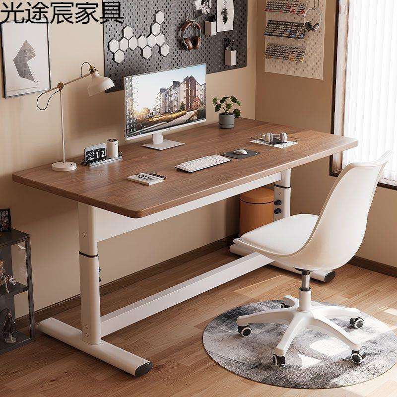 升降桌手摇升降桌简易电竞电脑桌学习桌书桌家用台式写字桌电脑桌