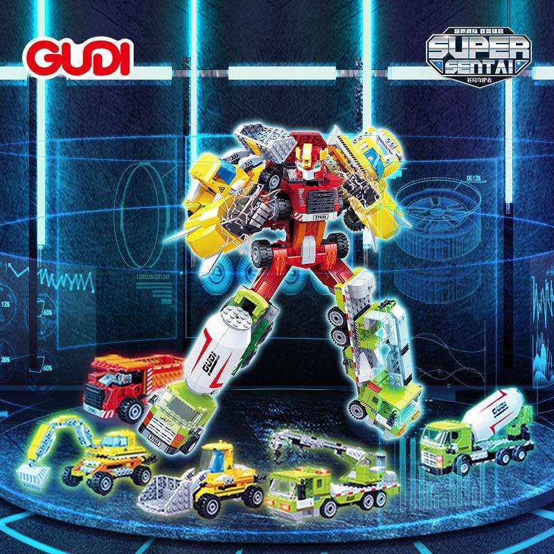 古迪积木5合1变型机器人工程车儿童益智男孩玩具汽车恐龙40501-2,纺织面料/辅料/配套,纺织机械配件,淘宝优惠券,粉丝福利购,淘宝优惠卷