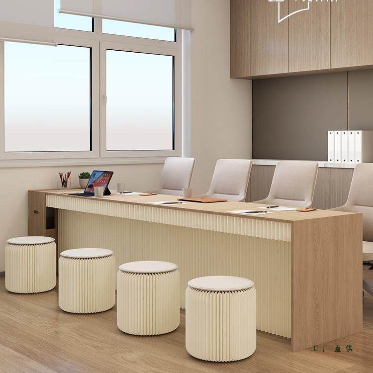 可折叠隐形桌子办公室长桌子凳子组合多功能会议桌工作台会客桌