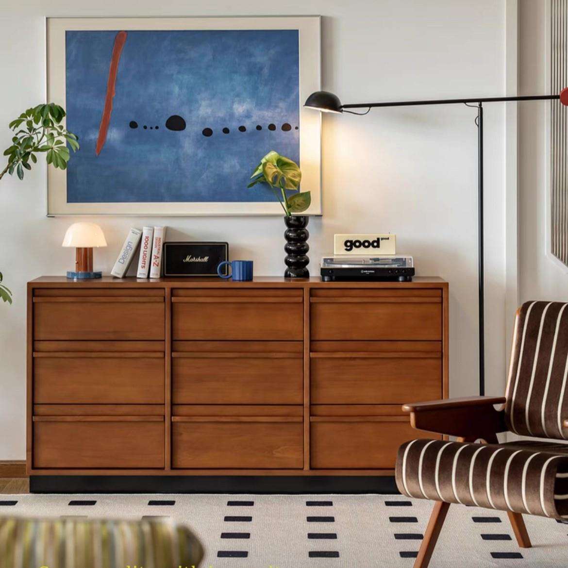 复古九斗柜黄杨木实木靠墙玄关柜客厅北欧卧室抽屉柜小户型储物柜