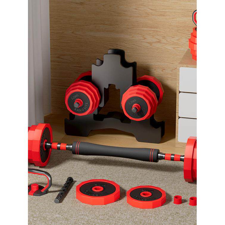 哑铃男士健身家用可调节重量实心铁包胶壶铃女士亚玲杠铃组合套装