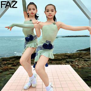 FAZ夏儿童舞蹈练功服少儿女童拉丁舞套装少儿网红练习表演演出服