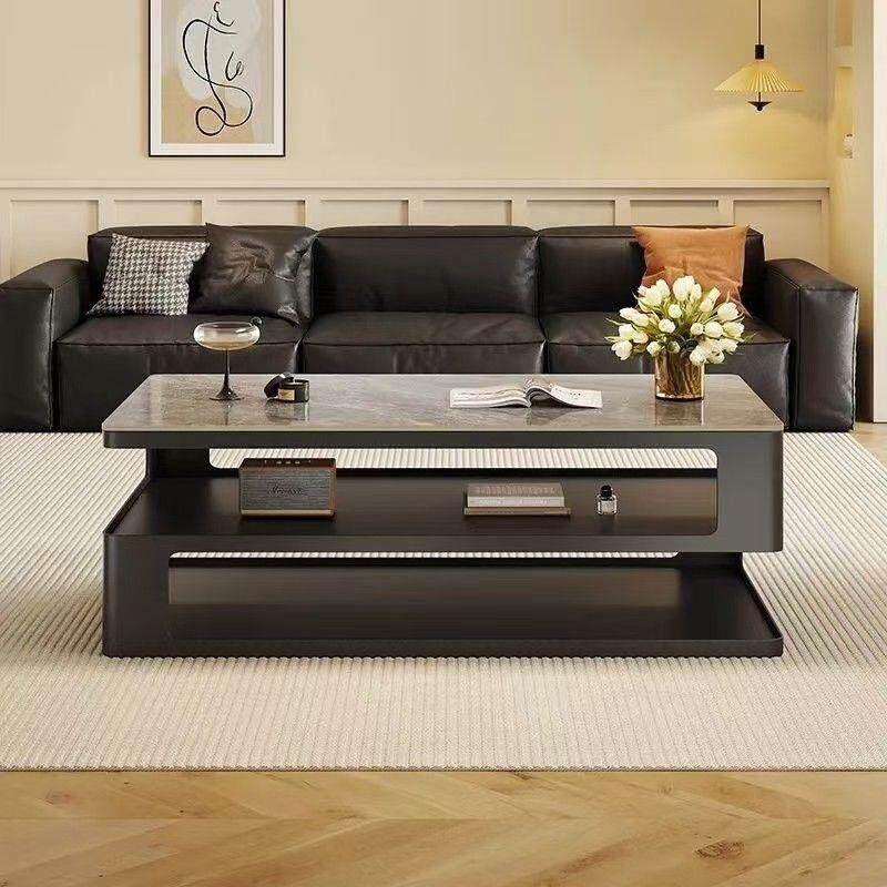 网红轻奢岩板茶几小户型客厅家用茶桌现代高级感奶油风简约小桌子