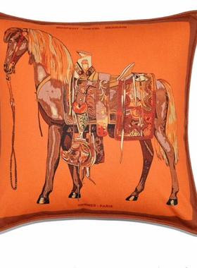 BC10美式轻奢橙色爱马家居沙发套抱枕套靠背样板间绒布床头靠枕套