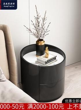 JHD09圆形床头柜简约现代小户型轻奢艺术设计收纳柜实木北欧意式