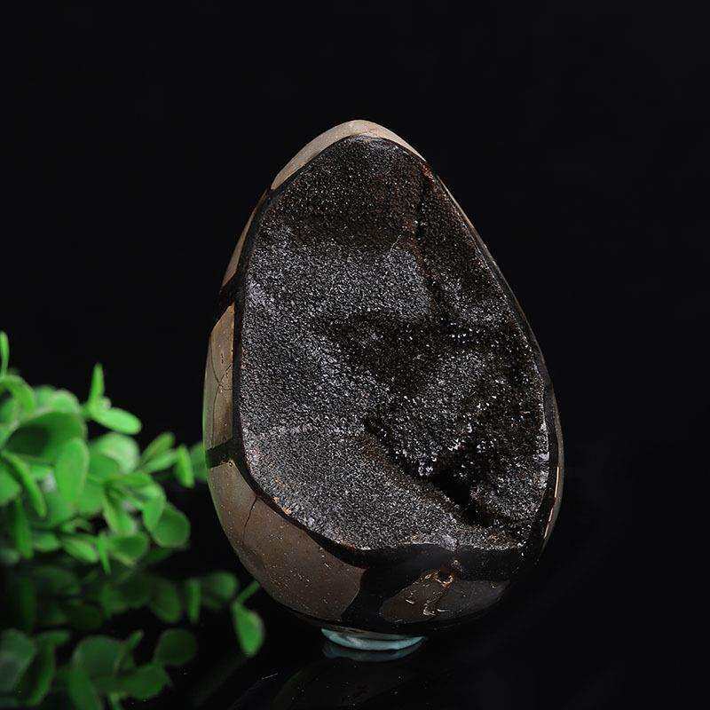 天然龟背石鸡蛋摆件 龟纹石原石原矿 水晶洞物件开口笑工艺品摆件
