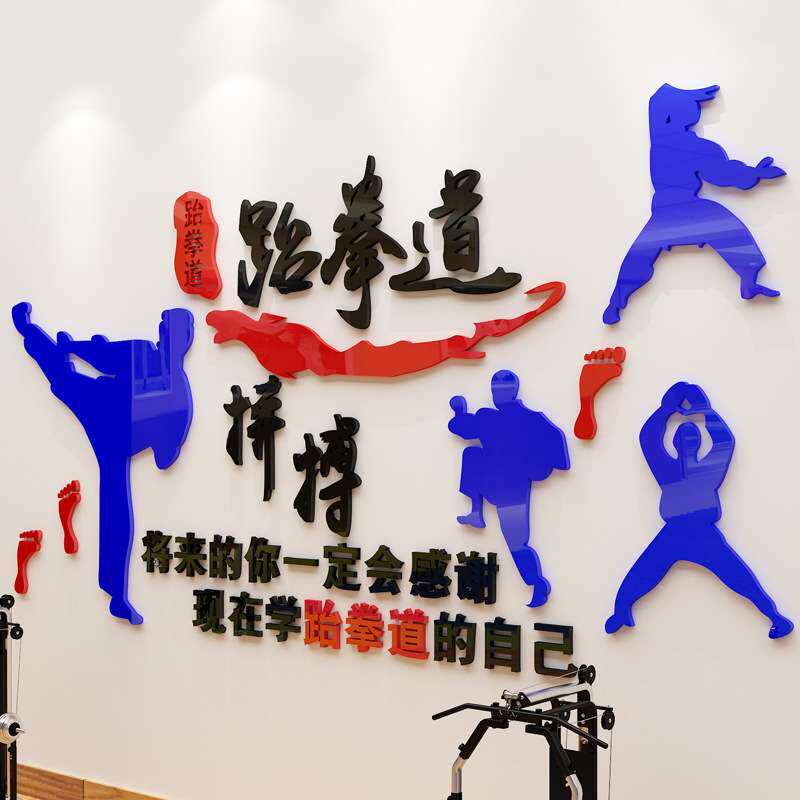 跆拳道3d立体亚克力墙贴画跆拳道馆跆拳道训练房间墙上装饰标语画