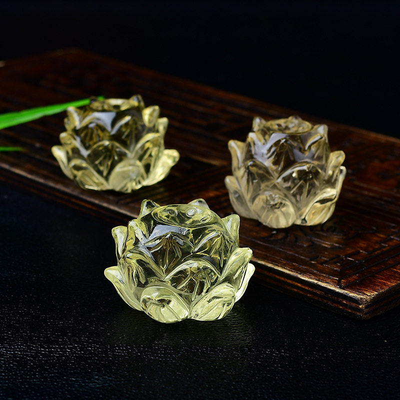 巴西天然黄水晶莲花摆件家居饰品