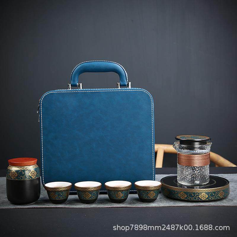 陶瓷快客杯便携旅行包功夫玻璃茶具一壶四杯泡茶器小套装轻奢茶礼