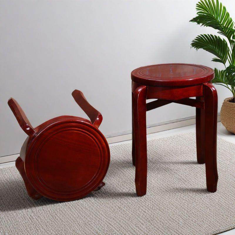 实木圆凳餐桌凳板凳时尚木头凳创意家用客厅摞叠中式备用仿古圆凳