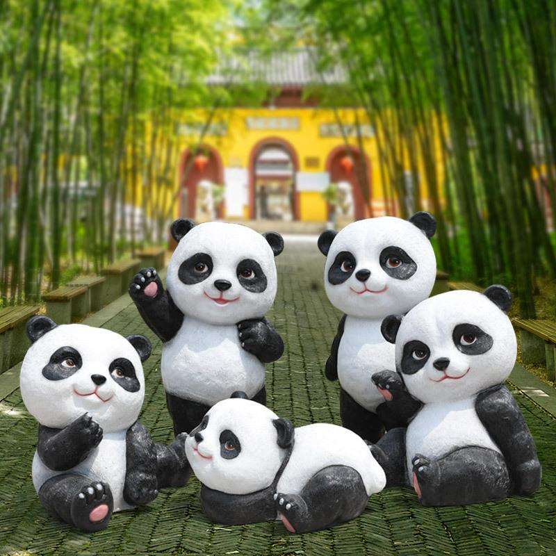 卡通熊猫摆件户外玻璃钢可爱雕塑园林景观广场幼儿园装饰摆件